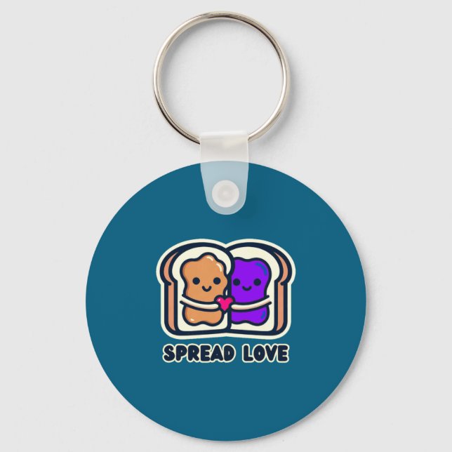 Spread Love Peanut Butter And Jelly Valentine Desi Key Ring (Front)