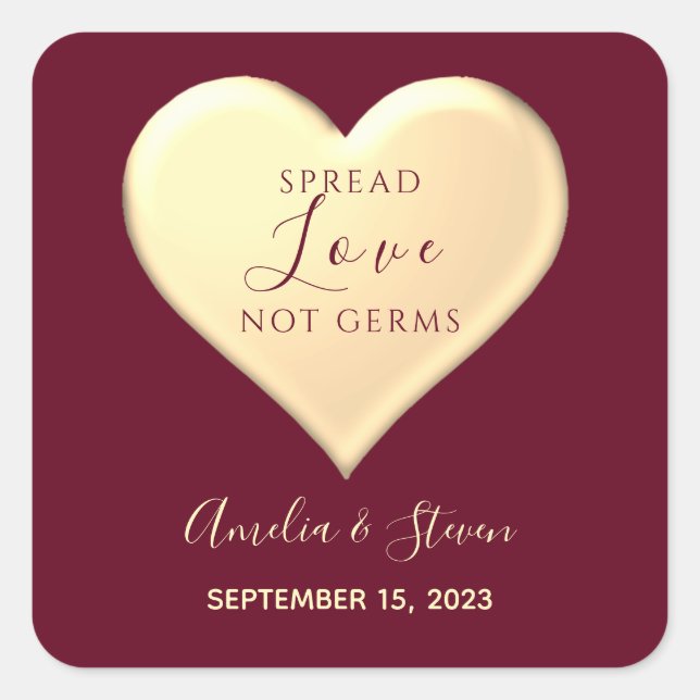 Spread Love Wedding Favour Square Sticker (Front)