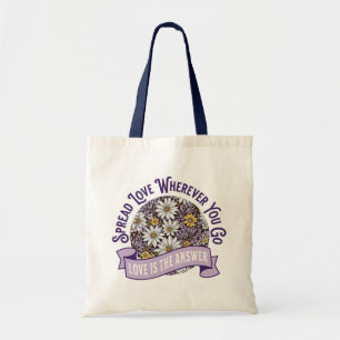 Spread Love Wherever You Go Floral Boho Tote Bag