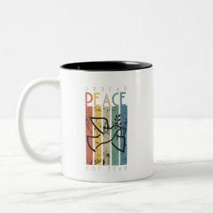 Spread Peace Not Fear Dove Retro Stripes Version 1 Two-Tone Coffee Mug