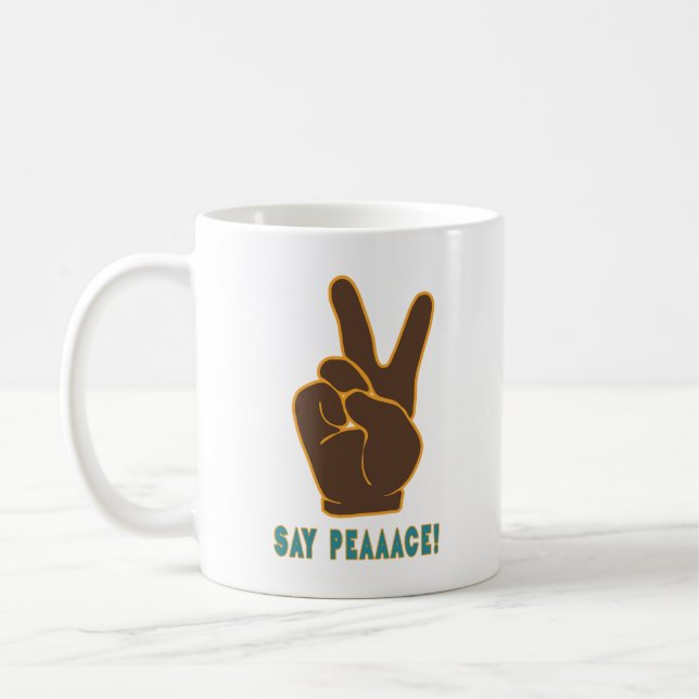 Spread Peace Not Fear Hand Sign Coffee Mug (Left)