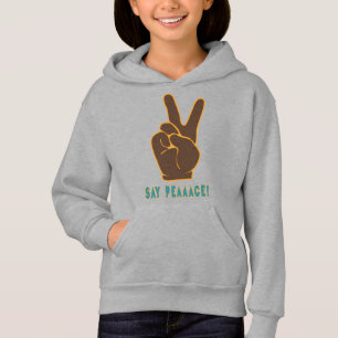 Spread Peace Not Fear Hand Sign Kids Girls Hoodies