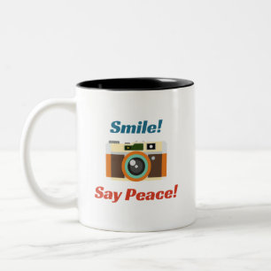 Spread Peace Not Fear Old Camera Tank Top Two-Tone Coffee Mug