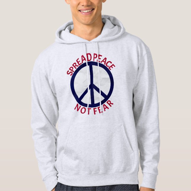 Spread Peace Not Fear Symbol Blue Red Men's Hoodie (Front)