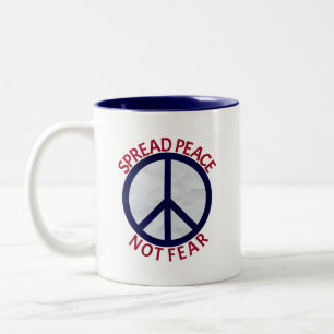 Spread Peace Not Fear Symbol Blue Red Two-Tone Coffee Mug