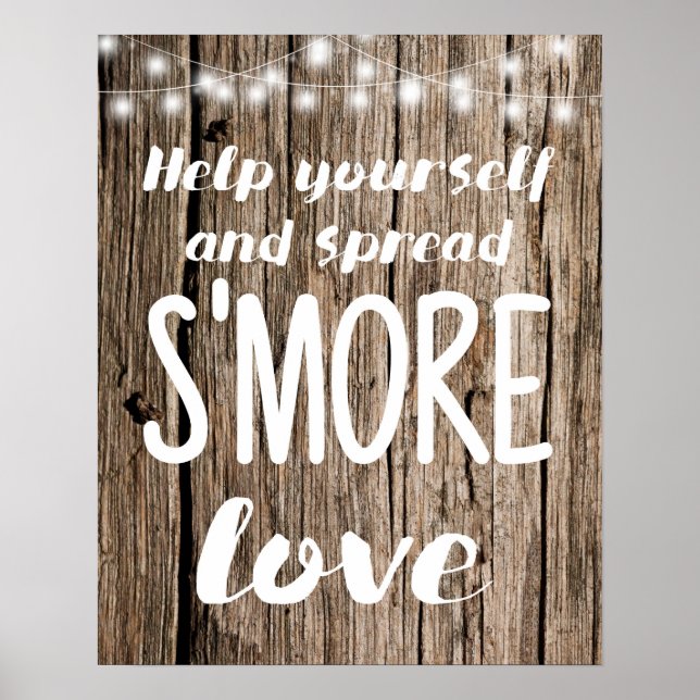 Spread S'mores Love Wedding Sign String lights (Front)