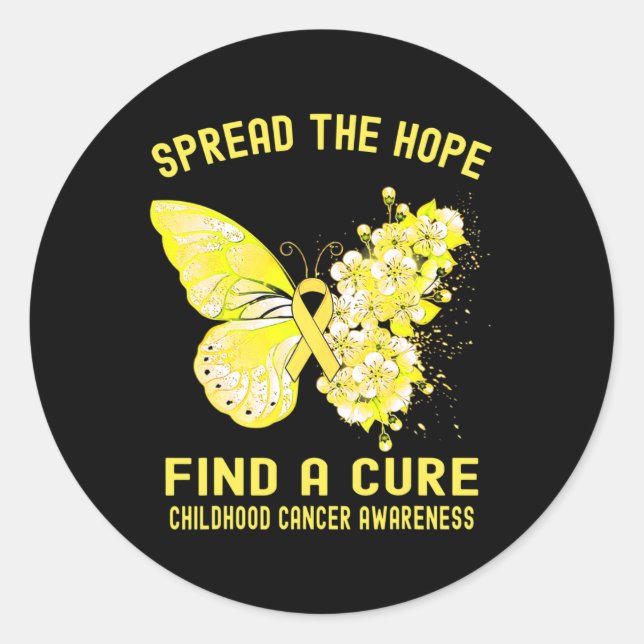 Spread The Hope Find A Cure Childhood Cancer Aware Classic Round Sticker (Front)