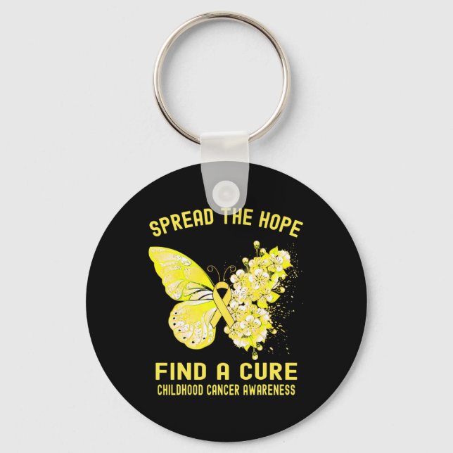 Spread The Hope Find A Cure Childhood Cancer Aware Key Ring (Front)