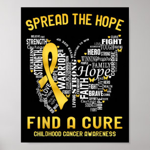 Spread The Hope Find A Cure Childhood Cancer Aware Poster