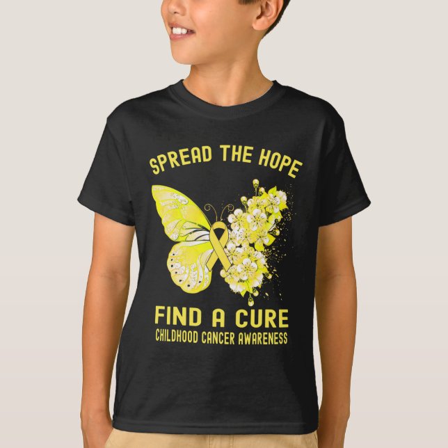 Spread The Hope Find A Cure Childhood Cancer Aware T-Shirt (Front)