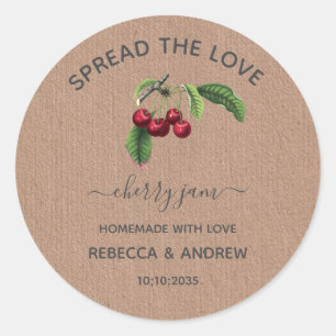 Spread The Love Cherry Jam Kraft Paper Favour Classic Round Sticker