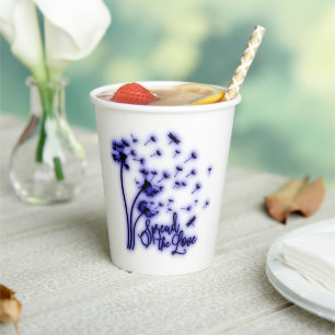 Spread The Love Dandelions and Dragonflies Paper Cups