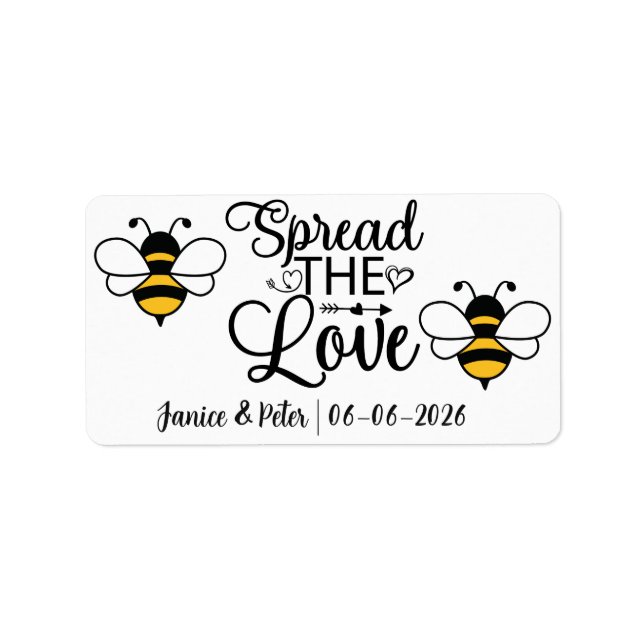 Spread the Love Jam Jar Wedding Favours Label (Front)
