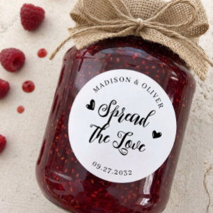 Spread the Love Jam Jelly Jar Wedding Favour Classic Round Sticker
