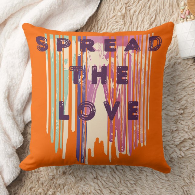 Spread The Love Melted Colours Positive Quotes Cushion (Blanket)
