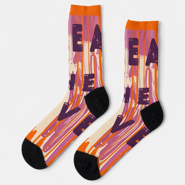 Spread The Love Melted Colours Positive Quotes Socks (Left)