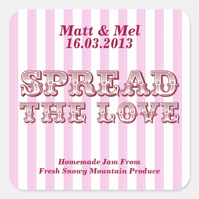Spread the Love Personalised Favour Stickers (Front)