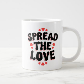 "Spread the Love Retro Heart Design Large Coffee Mug