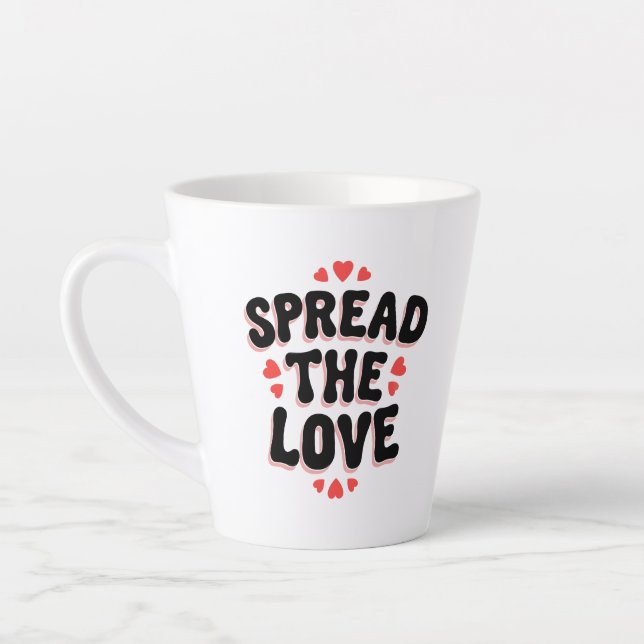 "Spread the Love Retro Heart Design Latte Mug (Left)