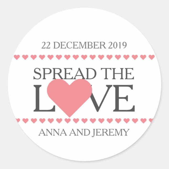 Spread the love sticker wedding favours jam honey (Front)