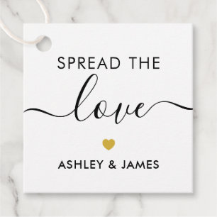 Spread the Love Tag, Wedding Gift Tag, Gold Favour Tags