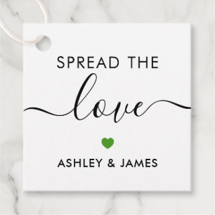 Spread the Love Tag, Wedding Gift Tag, Green Favour Tags