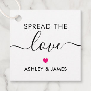 Spread the Love Tag, Wedding Gift Tag, Hot Pink Favour Tags