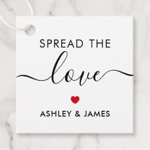 Spread the Love Tag, Wedding Gift Tag, Red Favour Tags