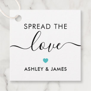 Spread the Love Tag, Wedding Gift Tag, Turquoise Favour Tags