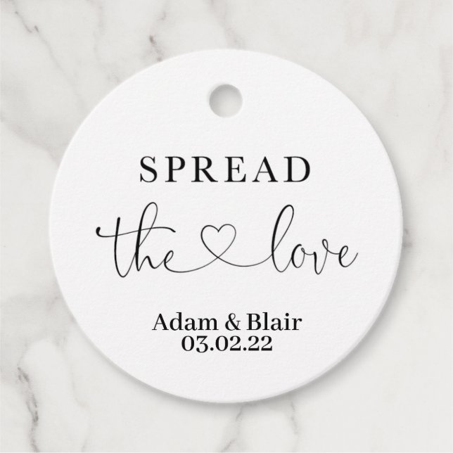 Spread the Love Wedding Circle Favor Tag Minimal (Front)