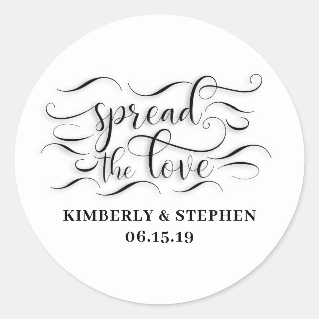 Spread The Love Wedding Favour Classic Round Sticker (Front)