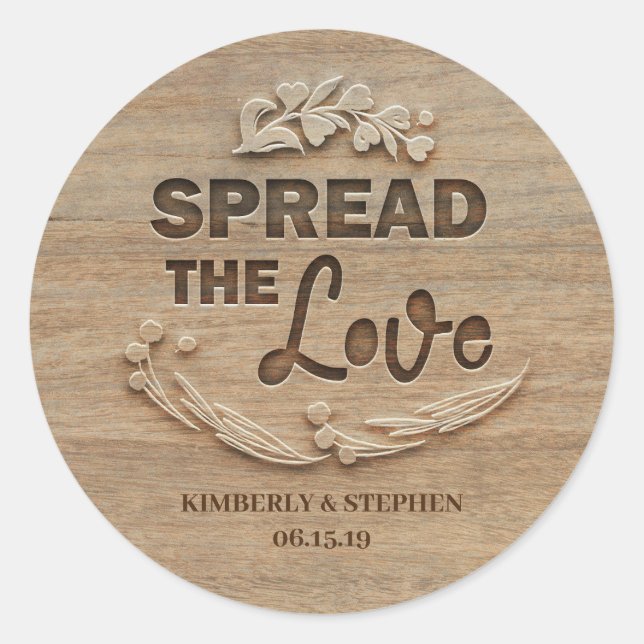 Spread The Love Wedding Favour Classic Round Sticker (Front)
