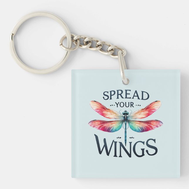 Spread Your Wings - Artistic Dragonfly Key Ring (Front)