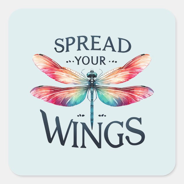 Spread Your Wings - Artistic Dragonfly Square Sticker (Front)