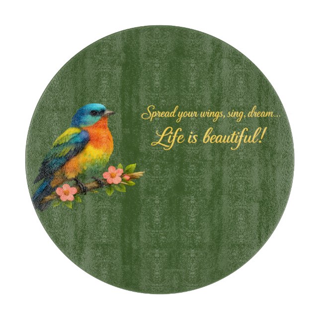Spread Your Wings, Life Is Beautiful – Colourful B Cutting Board (Front)