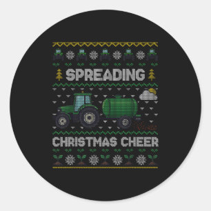Spreading Christmas Cheer Funny Farming Tractor Ug Classic Round Sticker
