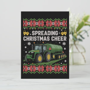 Spreading Xmas Cheer Farming Tractor Ugly Sweat Invitation