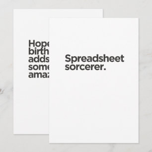 'Spreadsheet sorcerer.' Funny Coworker Birthday Card