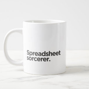 'Spreadsheet sorcerer.' Funny Coworker Birthday Large Coffee Mug