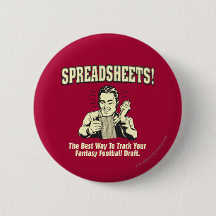 Spreadsheets: Track Your Fantasy Football Draught 6 Cm Round Badge
