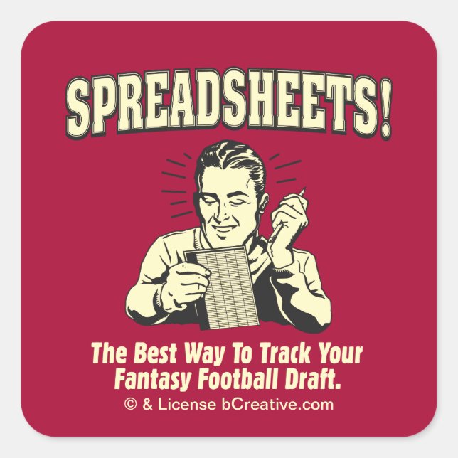 Spreadsheets: Track Your Fantasy Football Draught Square Sticker (Front)