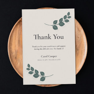 Sprig of Eucalyptus - Funeral Thank You Card