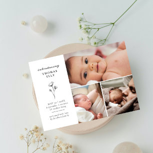 Sprig Of Greenery Photo Collage Baby Shower Thank You Card