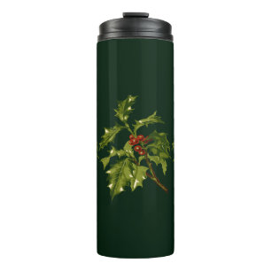 Sprig of Holly Christmas Red Berry Thermal Tumbler