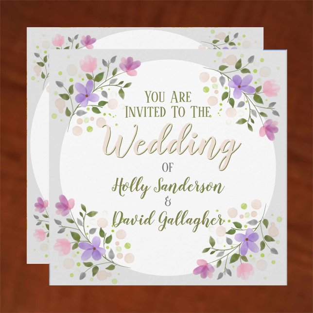 Sprigs of Flowers Framed Design Wedding Invitation (Creator Uploaded)