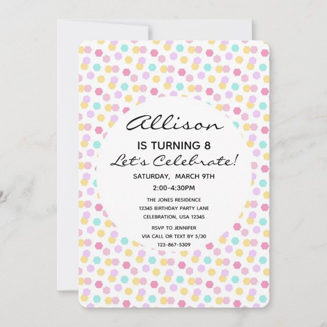 Sprikle Confetti Cupcake Girl Birthday Cake Invitation (Front)