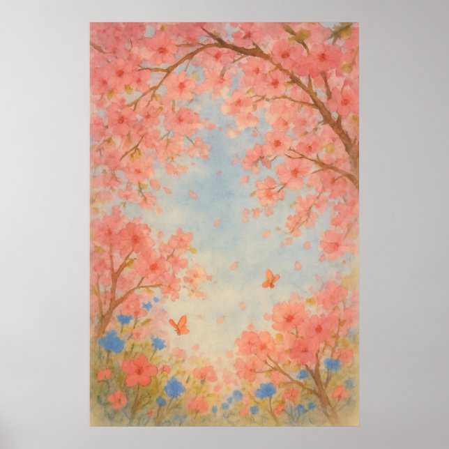 Spring 8, Beneath Blossom Skies, Seasonal Print (Front)