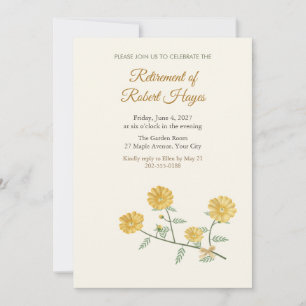 Spring Adonis Golden Flower Retirement Invitation