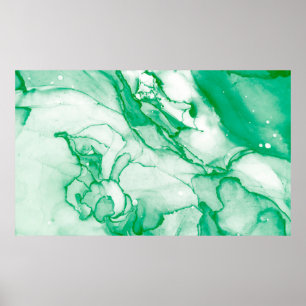 Spring Alcohol Ink Banner. Chinese Ink Painting. L Poster