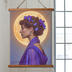 Spring Allegory -  woman with purple flowers  Hanging Tapestry